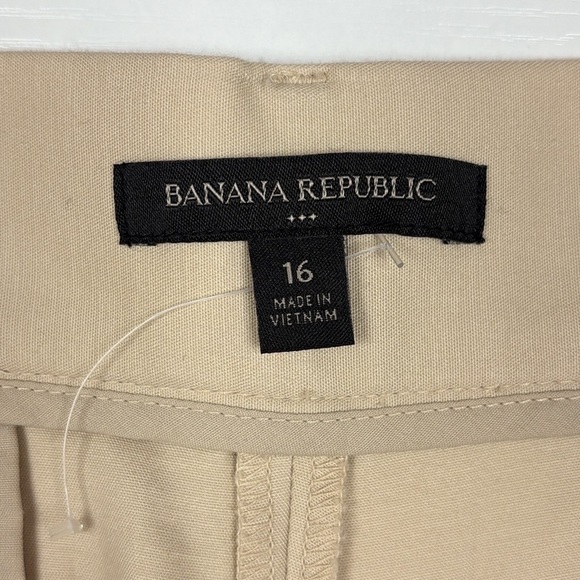 Banana Republic High Rise Pleated Straight Tapered Trouser Pant Neutral Beige 16 - Picture 8 of 10